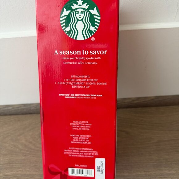 STARBUCKS Holiday Cold Reusable Cup with Straw and 2 Iced Coffee K cups - Picture 3 of 5